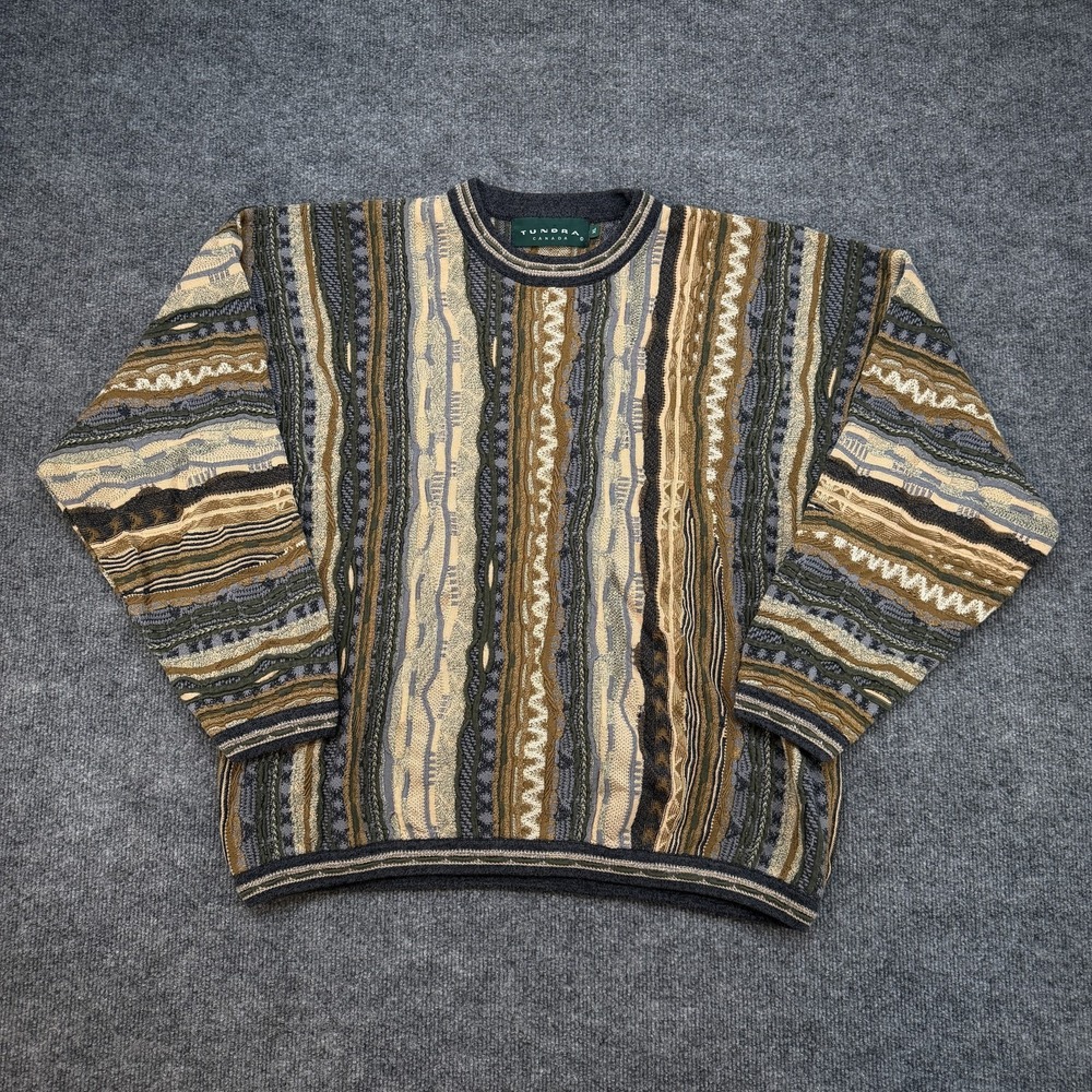 Tundra Canada Men's XL (M) Sweater Vintage 90s Geometric Striped Knit Pullover